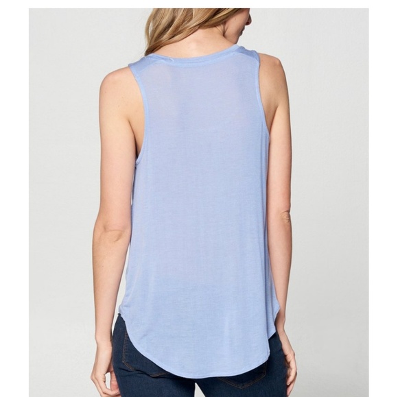 Light Blue Basic Sheer Tank Top - Picture 5 of 5